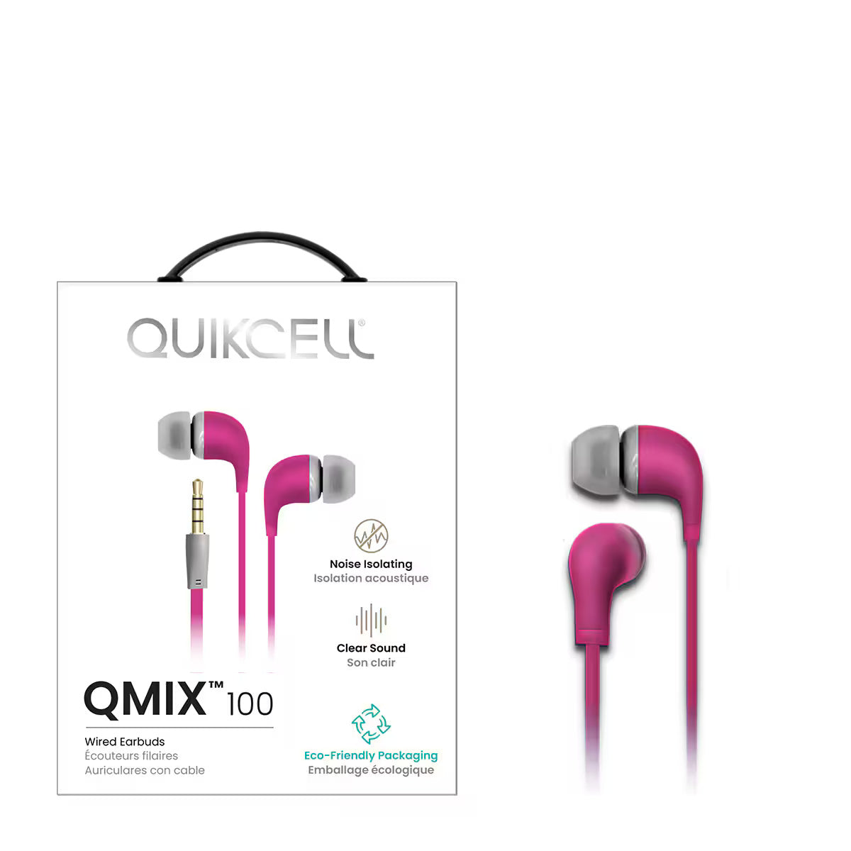 Quikcell QMIX 100 Stereo Earbuds Pink