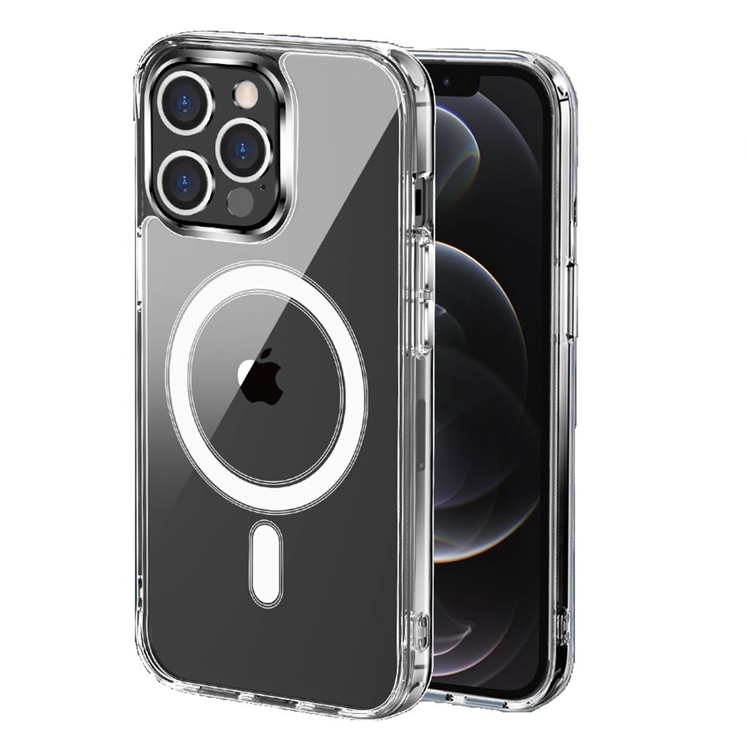 iPhone 12 & iPhone 12 Pro Thick Transparent (Magnetic Circle) Shockproof Hybrid - Clear