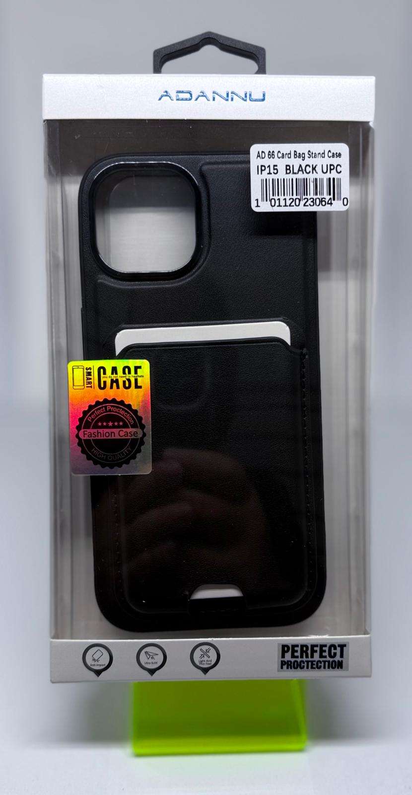 ADANNU CARD STAND CASE FOR IPHONE 15 BLACK