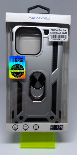 AD24 TECH RING CASE FOR IPHONE 15 PRO MAX SILVER