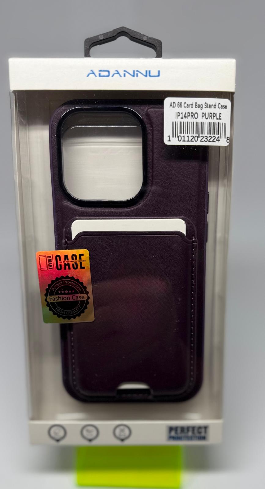 AD66 CARD STAND CASE FOR IPHONE 14 PRO PURPLE