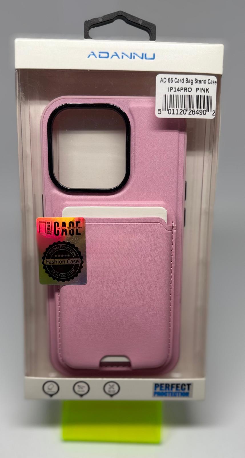 AD66 CARD STAND CASE FOR IPHONE 14 PRO PINK