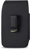 Reiko Leather Vertical Pouch With Metal Logo In Black