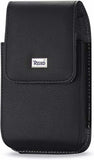 Reiko Leather Vertical Pouch With Metal Logo In Black