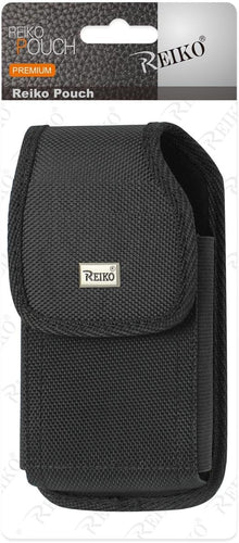 Reiko Vertical Heavy Duty Rugged Phone Pouch with Metal Logo and Velcro for Samsung Galaxy S6 Case - Black