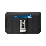 REIKO Horizontal Pouch with Card Holder and Velcro Closure for Mobile Phone - Black
