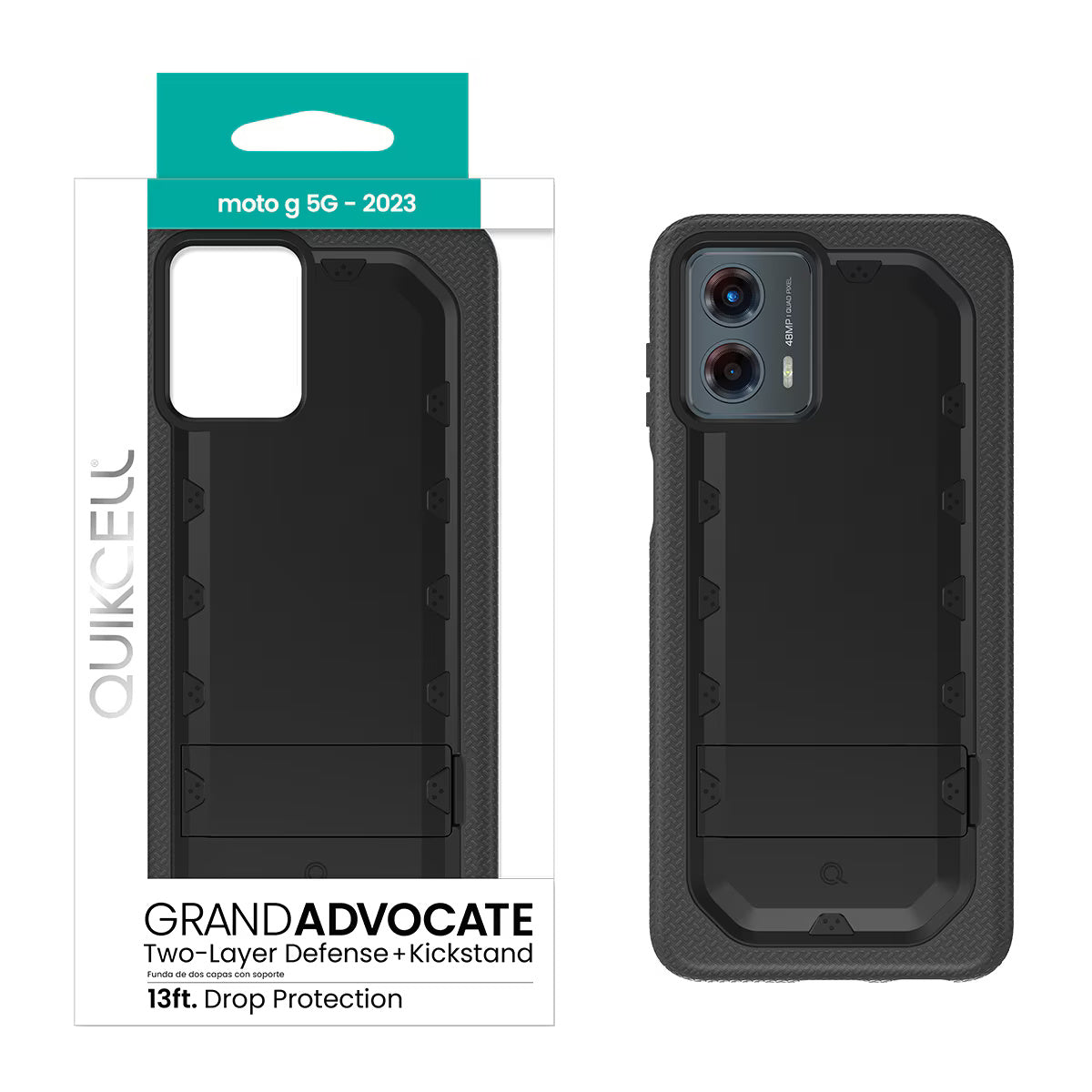 Quikcell Moto G 5G (2023) GRAND ADVOCATE Dual-layer Kickstand Case Armor Black