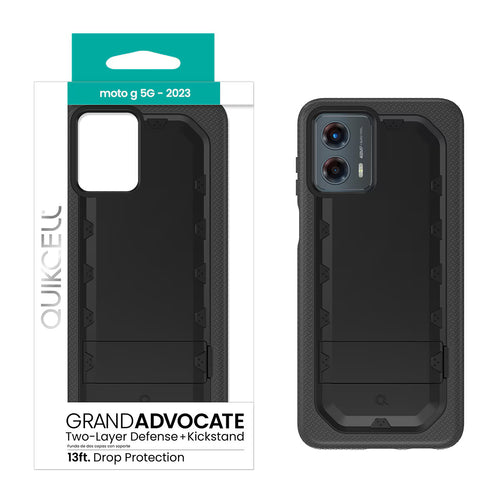Quikcell Moto G 5G (2023) GRAND ADVOCATE Dual-layer Kickstand Case Armor Black