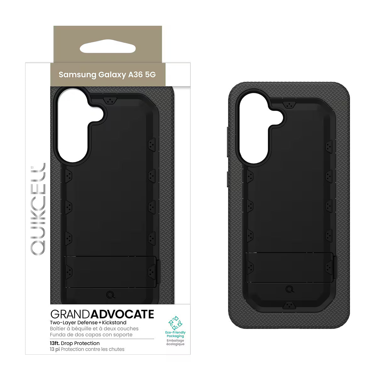 Quikcell Samsung Galaxy A36 5G Grand ADVOCATE Dual-Layer Kickstand Case Armor Black