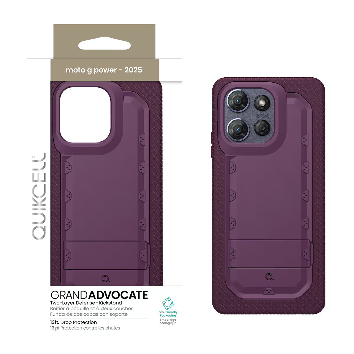 Quikcell Moto G Power - 2025 GRAND ADVOCATE Dual-layer Kickstand Case Royal Purple