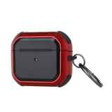 AirPods 1/2 Premium Rugged ShockProof Hybrid With Metal Hook Case Cover- Black+Red
