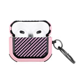 AirPods 3 Carbon Fiber Design Hybrid With Metal Hook Case Cover - Light Pink