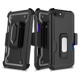 iPhone SE 3 (2022) SE/8/7 CARD Holster with Kickstand Clip Hybrid Case Cover - Black