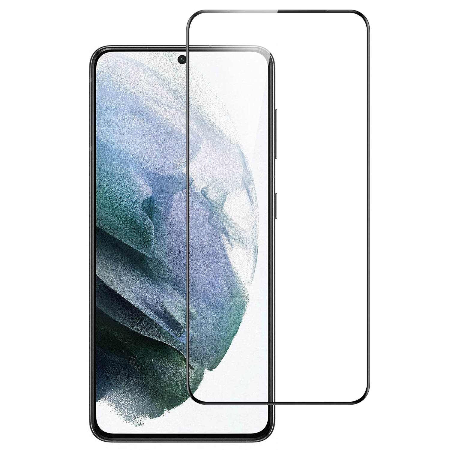 Samsung Galaxy S21/S30 6.3inch Bulk White Paper Card Package Black edged Tempered Glass (Black)