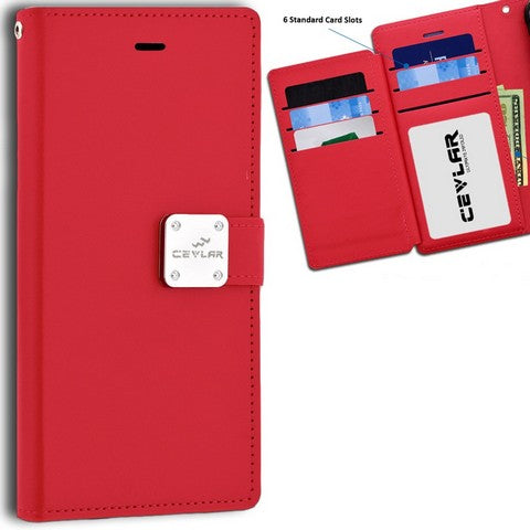 MOTOROLA G PURE G POWER 2022 G Play 2023 luxurious synthetic PU leather 6 Card Slots Infolio RED