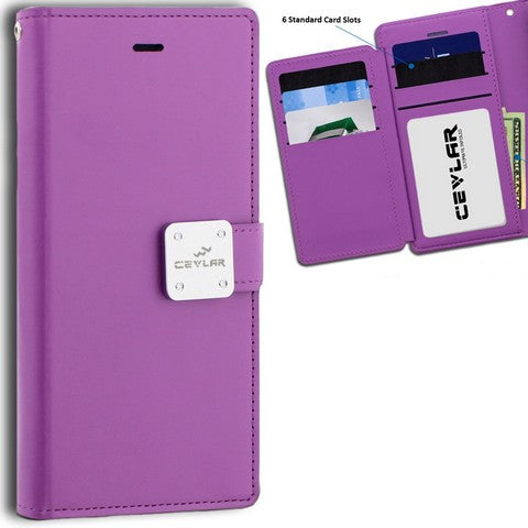 Iphone 16 6.1 luxurious synthetic PU leather 6 Card Slots Infolio, Violet