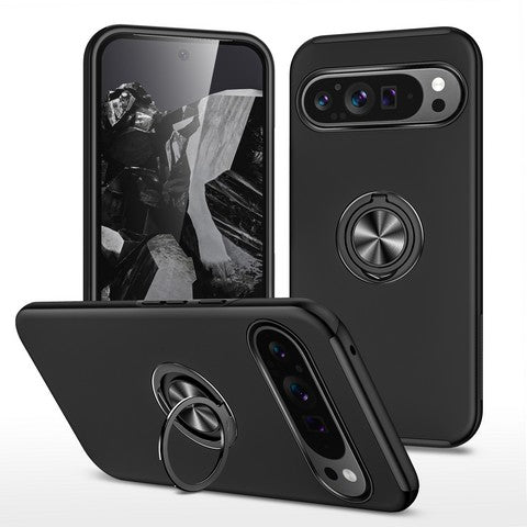 Google Pixel 10 Pixel 10 Pro Oil Painted Case w/Flat Magnetic Ring Stand Black