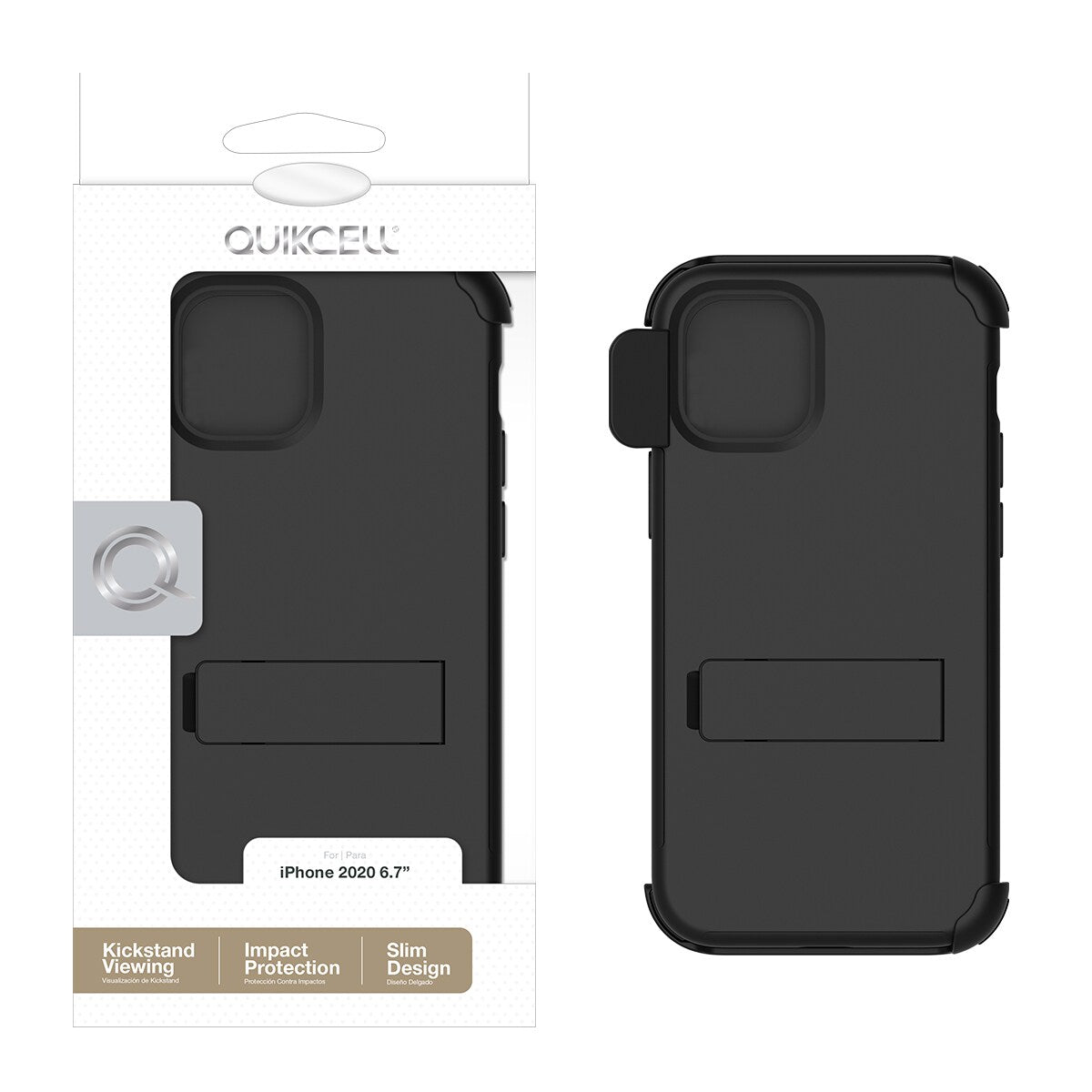Quikcell Apple iPhone 12 Pro Max ADVOCATE + HOLSTER Kickstand Case Ebony Black