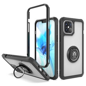 iPhone 12 Pro Max 6.7" Heavy Duty Bumper Case With Ring Stand Black