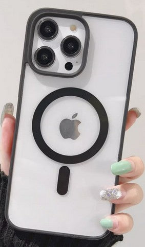 iPhone 17 Pro Max Hybrid Clear Case w/ Magnetic Ring Black Edge