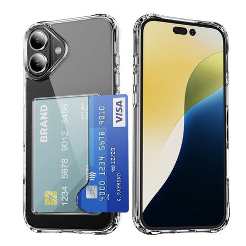 Iphone 16 6.1 Premium Acrylic Tpu Case w/2 Card Slot Clear(Premium Package)