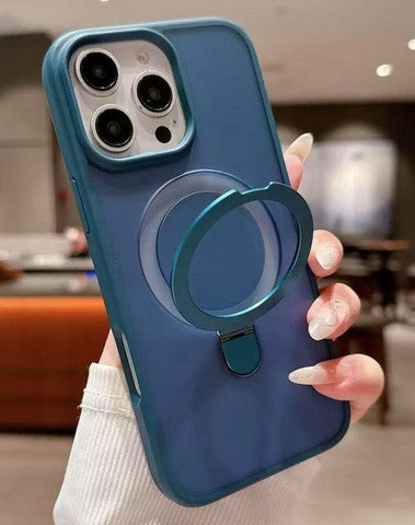 iPhone 17 Pro 2025 Translucent Magnetic Ring Stand Case Blue