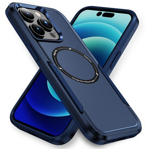Iphone 16 Pro 6.3 Hybrid Dual Layer Case w/Magnetic Ring Blue