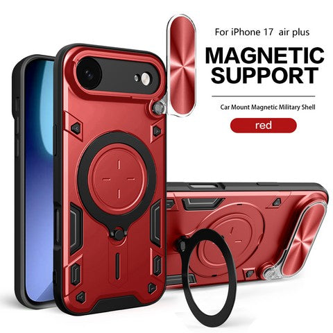 iPhone 17 Air Twisting Metal Ring Stand Case w/Camera cover Red