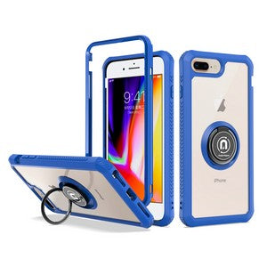 Apple iPhone 7 Plus/ iPhone 8 Plus 5.5 Heavy Duty Bumper Case With Ring Stand Blue