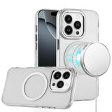 iPhone 16 Pro Max 6.9 inch Magnetic Circle Ring Transparent Premium Acrylic with Metal Buttons & Camera Raised Lip - Clear