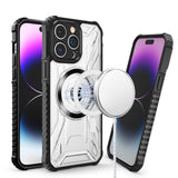 amsung S23 Ultra (Magnetic Circle) CD Pattern Transparent Rugged Hybrid - Black