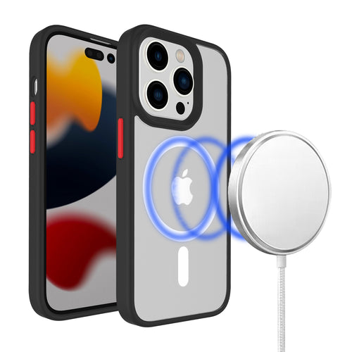 iPhone 12 & iPhone 12 Pro Core [Magnetic Circle] Colorful Buttons Thick 2mm Hybrid - Black