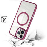 iPhone 16 Pro Max 6.9 inch Greatest Clear Acrylic Thick Metal Button Hybrid - Burgundy