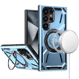 Samsung Galaxy S24 Ultra Loop Hybrid with [Magnetic Ring Circle] 360 degrees Rotational Kickstand Case Cover - Light Blue