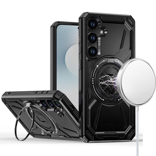 Samsung s25 FE Loop Hybrid with [Magnetic Ring Circle] 360 degrees Rotational Kickstand Case Cover - Black