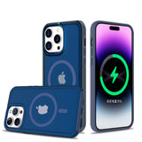 iPhone 14 PRO MAX 6.7" Rich [Magnetic Circle] Glossy Oil Shockproof Hybrid Premium Hybrid - Dark Blue
