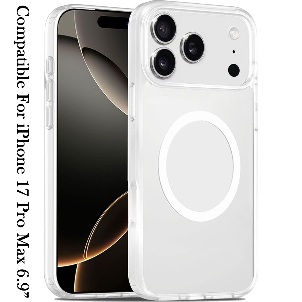 iPhone 17 Pro Max [Magnetic Circle] Smooth Safe Matte Feel Hybrid Case - Clear