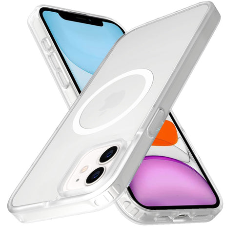 iPhone 11 (XI6.1) [Magnetic Circle] Smooth Safe Matte Feel Hybrid Case - Clear