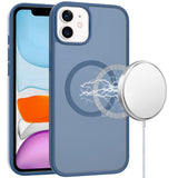 iPhone 11 (XI6.1) [Magnetic Circle] Smooth Safe Matte Feel Hybrid Case - Navy Blue