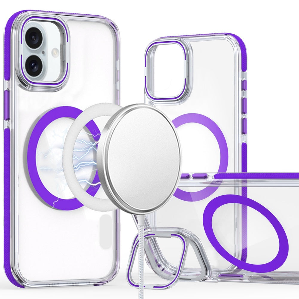 iPhone 16 6.1 inch MagSonic Camera Bracket Stand Magnetic Ring Circle Hybrid - Purple