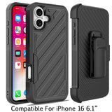 iPhone 16 6.1 inch METKASE Noble lined shockproof dual layer hybrid in Slide-Out Package - Black/Black