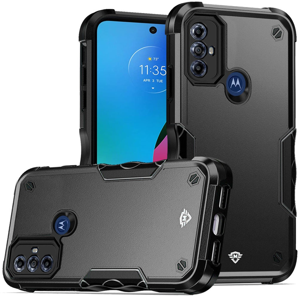 Motorola Moto G Play 2023 METKASE Exquisite Tough Shockproof Hybrid in Slide-Out Package - Black/Black