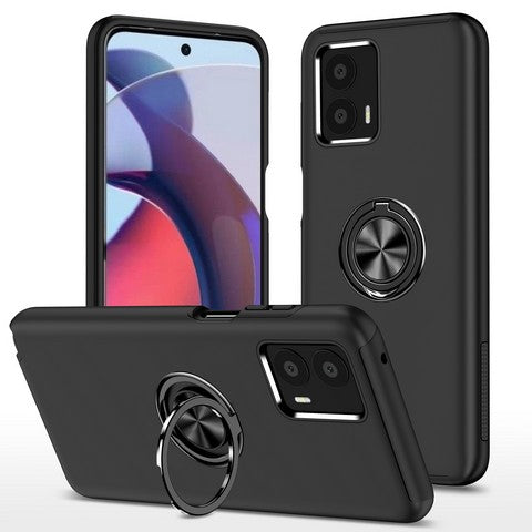MOTOROLA G 5G 2024 Oil Painted Case w/Flat Magnetic Ring Stand Black