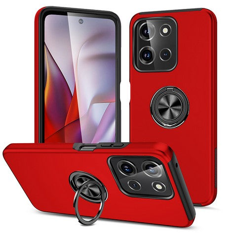 MOTOROLA G 5G 2025 Oil Painted Case w/Flat Magnetic Ring Stand Red