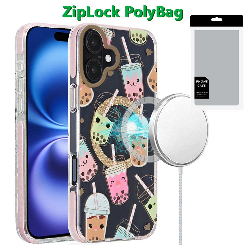[PolyBag] For iPhone 16 Plus 6.7 inch Magnetic Double Layer IMD Design Case - Boba
