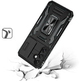 For Samsung s25 Plus/s24 Plus Utter Tough Metal Ring Movable Camera Window Hybrid Case Cover - Black