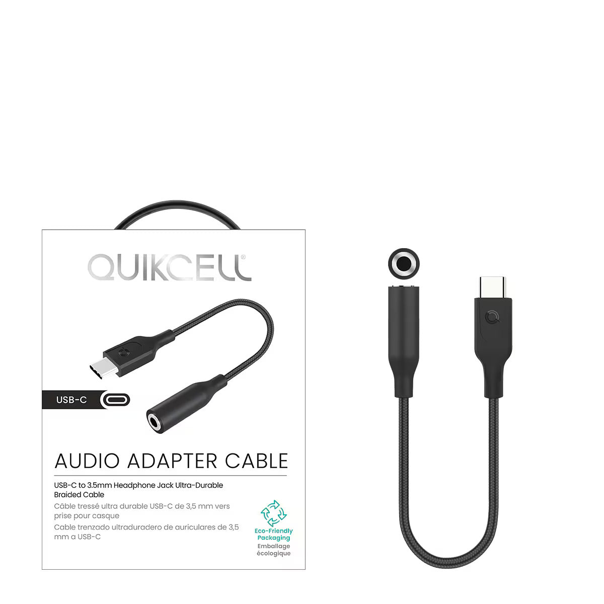 Quikcell   AUDIO ADAPTER 3.5mm to USB-C Black