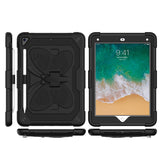 Apple New iPad 9.7 inch Butterfly Kickstand 3in1 Tough Hybrid Case Cover with Shoulder Strap - Black/Black