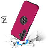 Samsung A16 5G CHIEF Oil Painted Magnetic Ring Stand Hybrid Case Cover - Hot Pink
