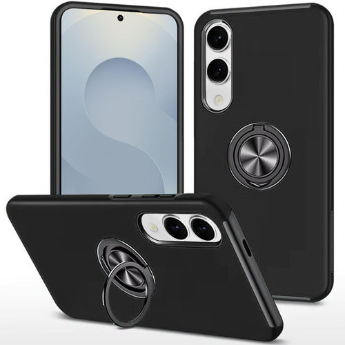 Samsung Galaxy S25 Edge CHIEF Oil Painted Magnetic Ring Stand Hybrid Case Cover - Black